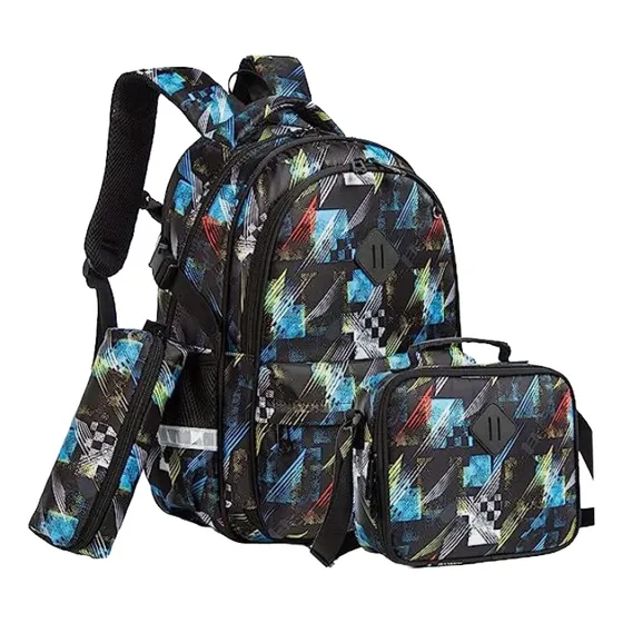 Bolso Escolar Estampado Set De 3 Piezas