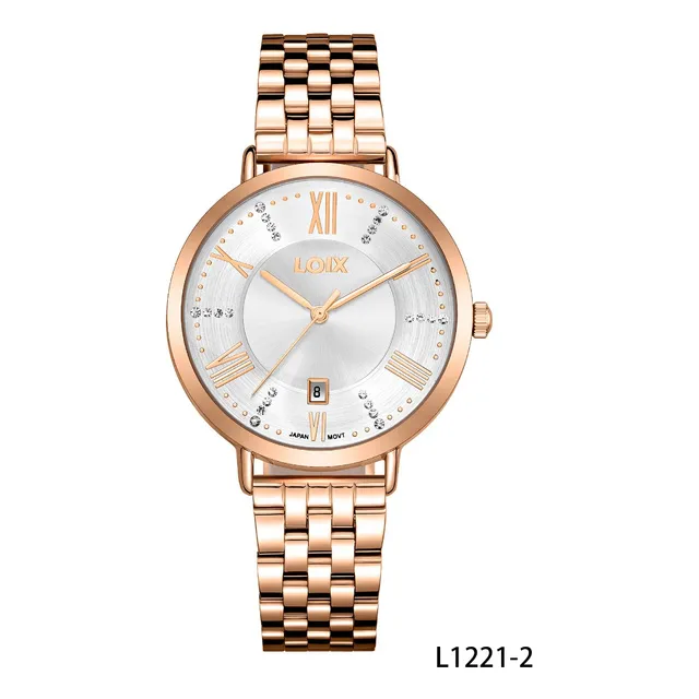 Reloj Mujer Loix® L1221-2 Oro Rosa Con Tablero Plateado