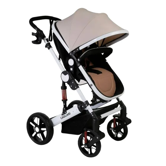Cochecito De Paseo Belluno Baby Cagliari Ty-508 Beige Con Chasis Color Blanco