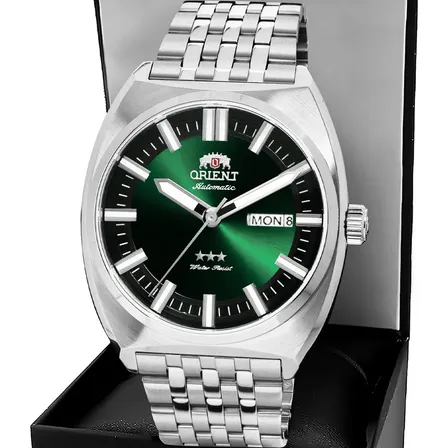 Relógio Orient Masculino Automático Aço Inoxidável 3 Estrelas Prateado