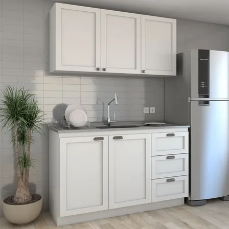 Cozinha Compacta Essenza Pia 5 Portas Branco Fosco - Pm