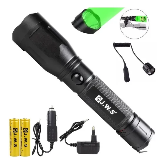Lanterna  Tática Led Luz Verde Caça Pesca Foco Jws Ws-533q