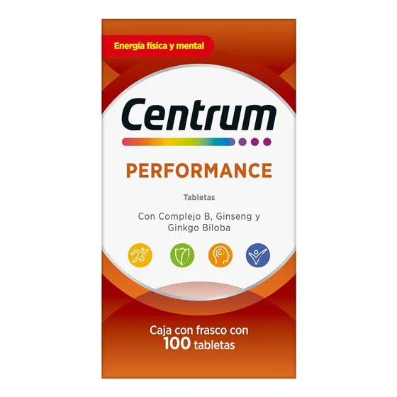 Multivitamínico Centrum Performance con Vitaminas del Complejo B 100 Tabletas Sin sabor