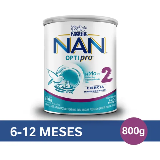 Leche de fórmula en polvo sin TACC Nestlé Nan Opti pro sabor neutro en lata de 1 de 800g - 6 meses a 1 años