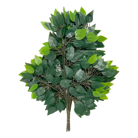 Kit 12 Galhos Folha De Fícus Verde Artificial Para Decoração
