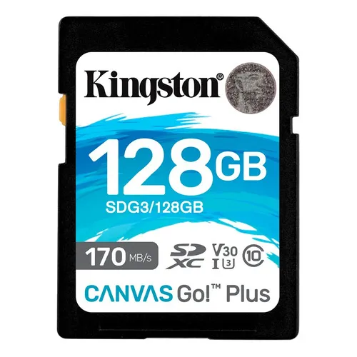 Tarjeta de memoria Kingston Canvas Go Plus Sdxc de 128 GB y 170 MB