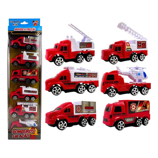 Brinquedo Kit 6 Caminhões Bombeiros Movido Fricção Conjunto Company Kids Bombeiro Brinquedo Kit 6 Caminhões Bombeiros Movido Fricção Conjunto Company Kids Bombeiro