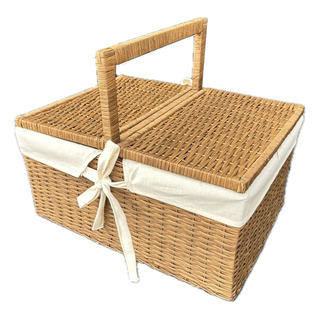 Canasta Picnic Rectangular De Mimbre Natural Con Forro Gde Canasta Picnic Rectangular De Mimbre Natural Con Forro Gde
