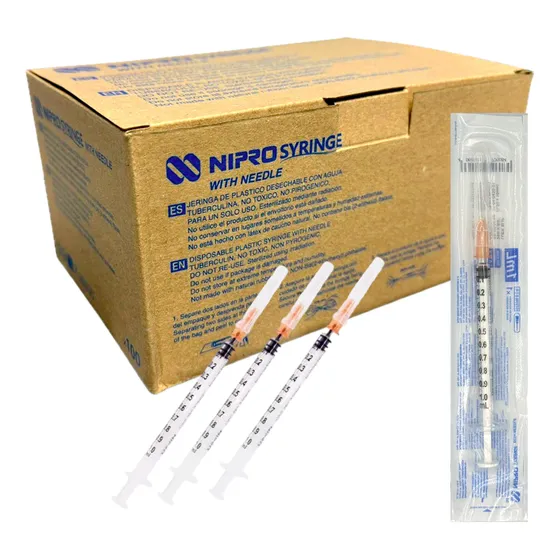 100 Jeringas Para Tuberculina Nipro 1ml C/aguja 25gx16mm.