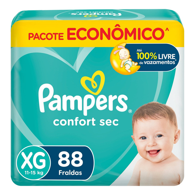Fralda Descartável Infantil Confort Sec Tamanho Extra Grande Pampers Fralda Descartável Infantil Confort Sec Tamanho Extra Grande Pampers