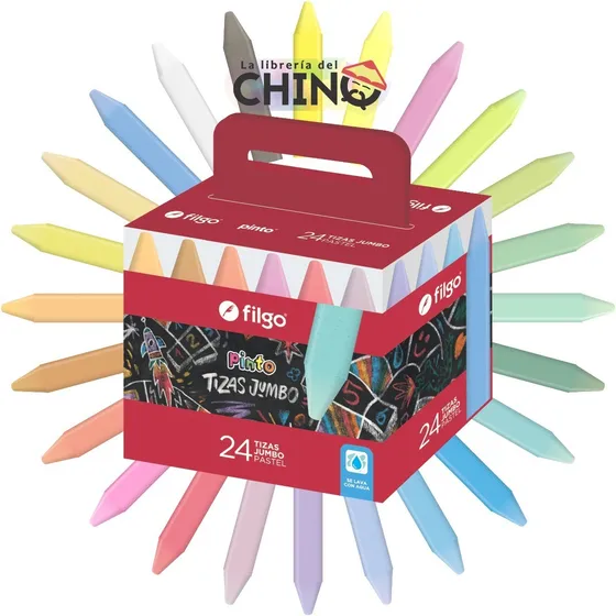 Tizas Filgo Jumbo Escolares Pinto X24 Colores Pastel