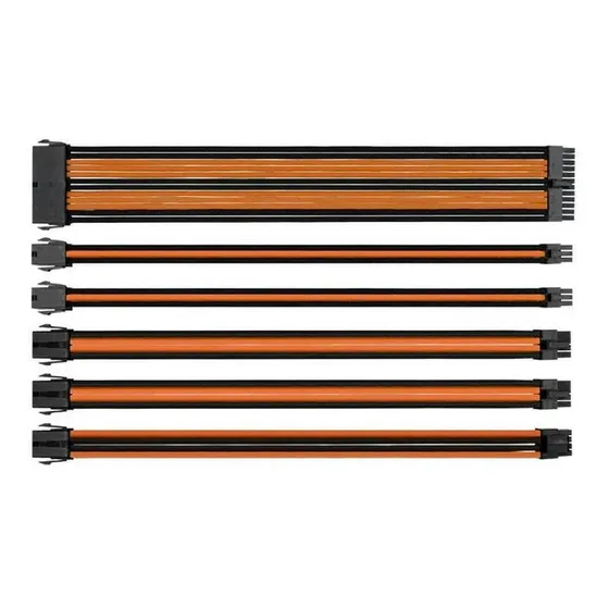 Kit Cabos Sleeved Tt Mod Preto E Laranja 300mm