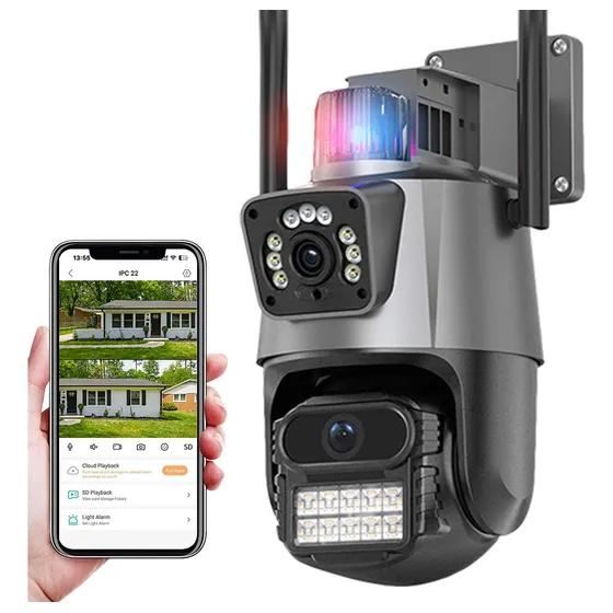 Cámara De Seguridad Wifi Exterior 8mp Con Doble Lente Alexa