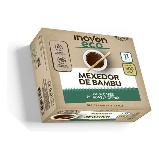 Mexedor Bambu Inoven Cafe Bebidas Drinks 11 Cm 500 Unidades