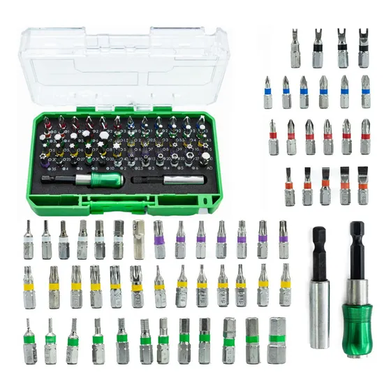 Juego Kit Set De Puntas De Atornillador 62 Piezas Adaptador