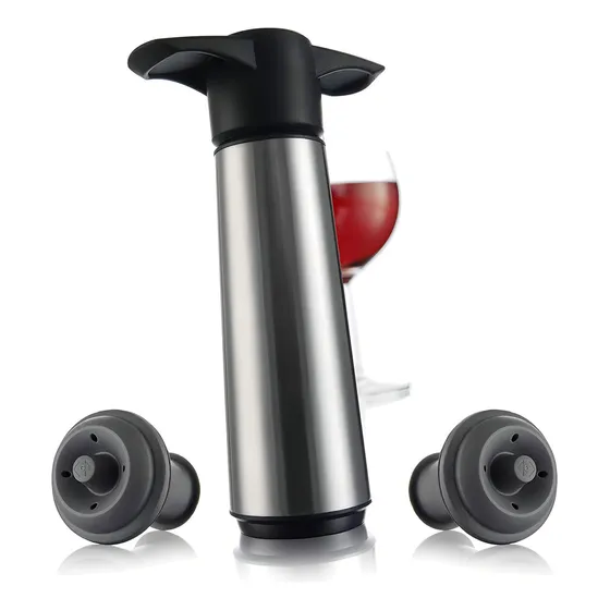 Vacuvin Bomba De Vacio Acero Para Botellas Vino 2 Tapones Color Acero Inoxidable