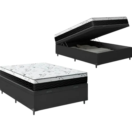 Cama Box Baú Viúva 128 Sintético Com Colchão One Face D33