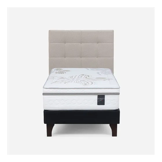 Cama Europea Rosen Art 4 1,5 Plazas + Respaldo Issey Color Blanco