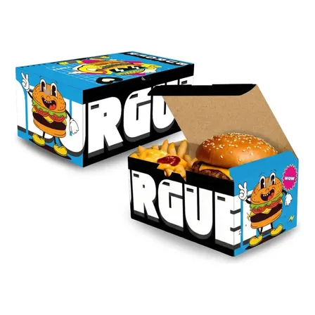 Caixa Para Combos Hambúrguer Fritas Embalagem Delivery 100un A Tasty