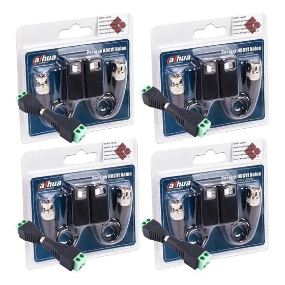 Kit 4 Par Transceptores Balun 4 Par Corriente Dahua Fhd Cctv