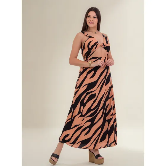 Vestido Largo Fibrana Mujer Summer Temporada Verano 