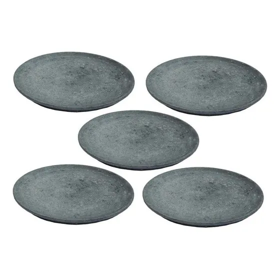Kit 5 Pratos Raso Redondo Pedra Sabão Sobremesa E Bolos 30cm