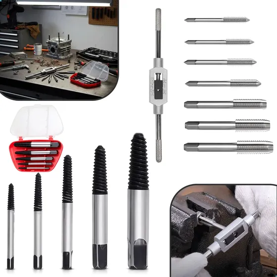 Kit Saca Parafuso Quebrado Macho Rosca Espanado + Chave