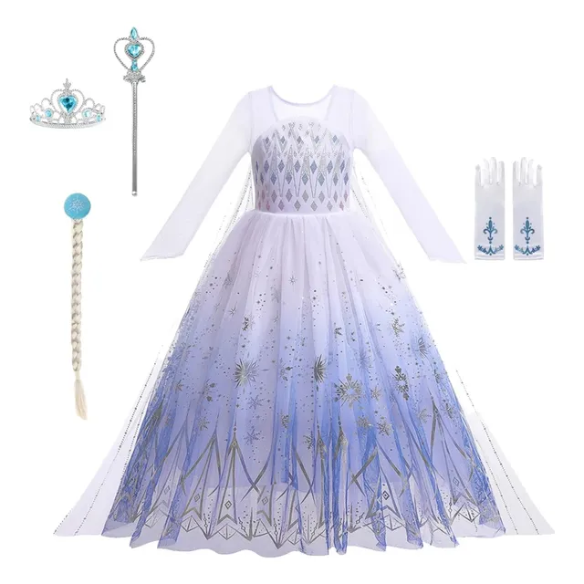 Disfraz De Elsa Frozen 2/princesa Del Hielo Vestido De Lujo