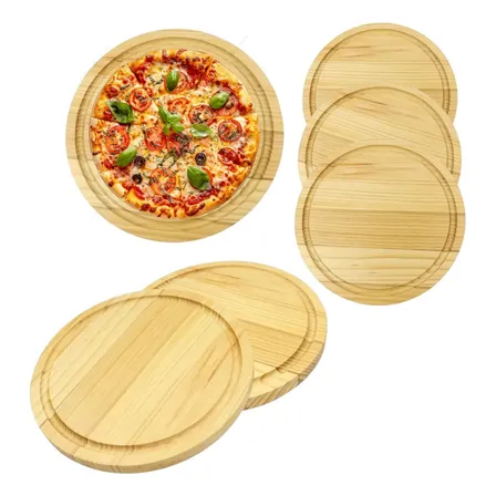 Kit Tábua De Pizza 40cm Com 10 Unidade Em Madeira Pinus Tábua De Pizza Marrom