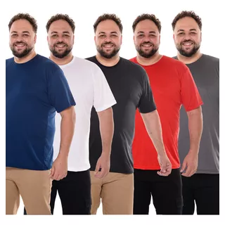 Kit 5 Camisetas Plus Size Masculina Tecido Leve Premium Kit 5 Camisetas Plus Size Masculina Tecido Leve Premium