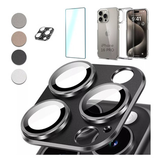Mica Cámara Titanio Para iPhone 16 Pro / 16 Pro Max + Funda Mica Cámara Titanio Para iPhone 16 Pro / 16 Pro Max + Funda