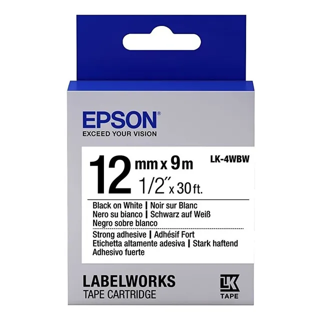 Epson Lk-4wbw cinta adhesiva resistente blanca y negro