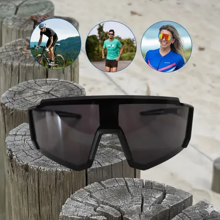 Oculos Esportivo Bike Ciclismo Mtb Speed Proteção Uv 400 Sol Preto Preto Brilhante