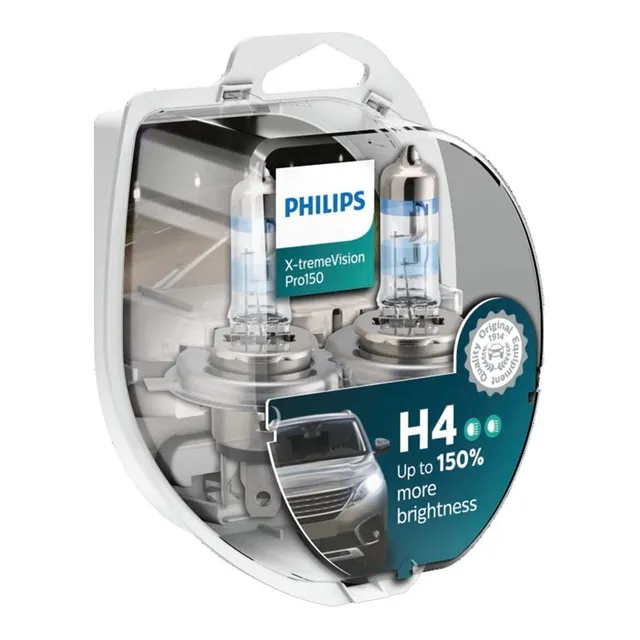 Kit 2 Lampara H4 Philips Xtreme Vision Pro +150% 12v 60/55w
