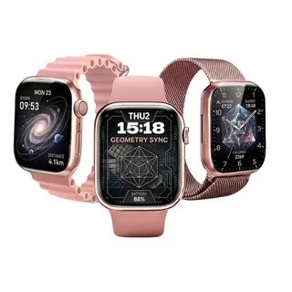 Relogio Smartwatch Mulher Inteligente Feminino Esportivo Chamadas Bluetooth Rose Milanês Rosa