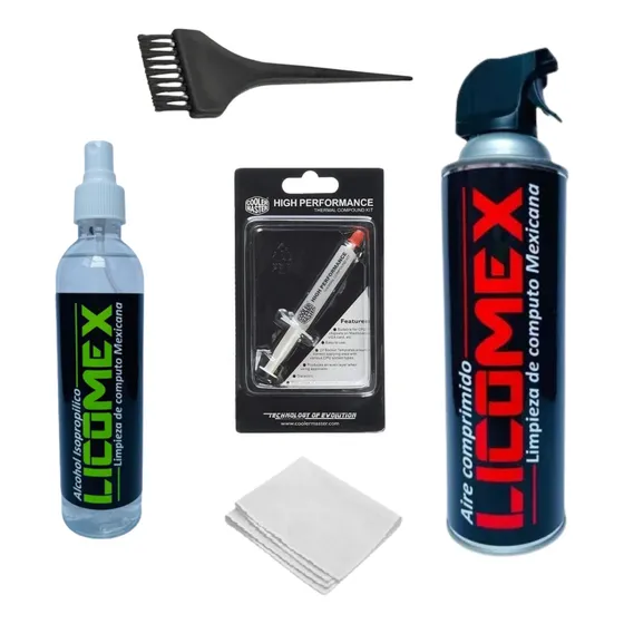 Kit Mantenimiento Pc Aire Alcohol Pasta Térmica Paño Brocha