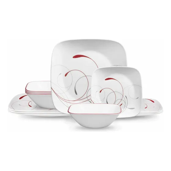 Vajilla Corelle Splendor Plato Cuadrado Juego De 12pc Blanco