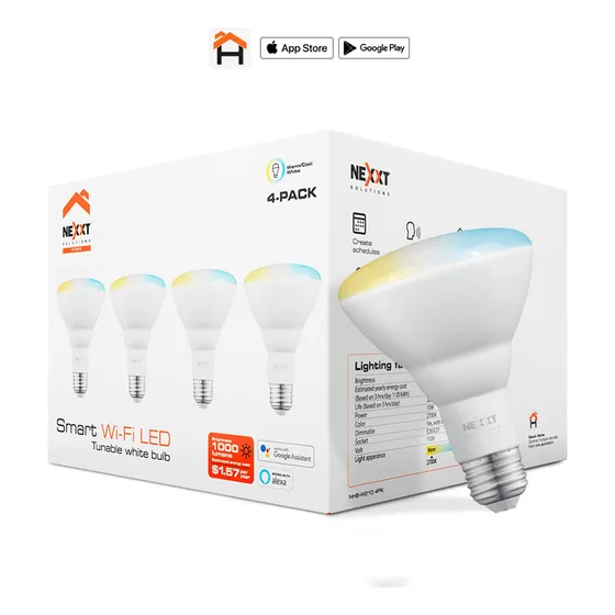 Bombillo Led Inteligente 10w Blanco Regulable Br30 Wifi 4pk