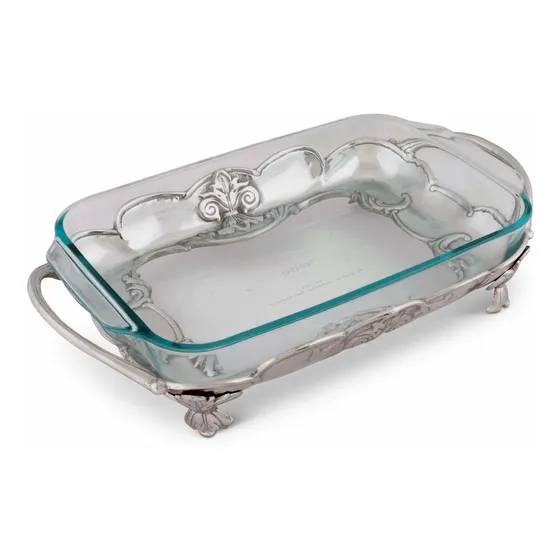Arthur Court Metal Pyrex Cacerola Cristal Diseño Flor In