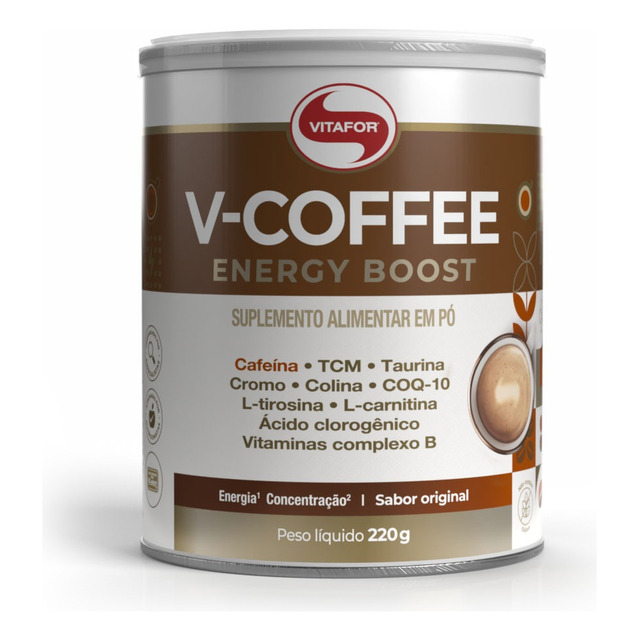 Suplemento V-coffee Energy Boost 220g Vitafor Original Suplemento V-coffee Energy Boost 220g Vitafor Original