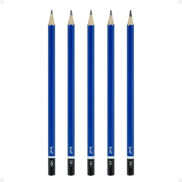 Kit 5 Lápis Técnicos Hb 2b 4b 6b 8b Profissional Artístico