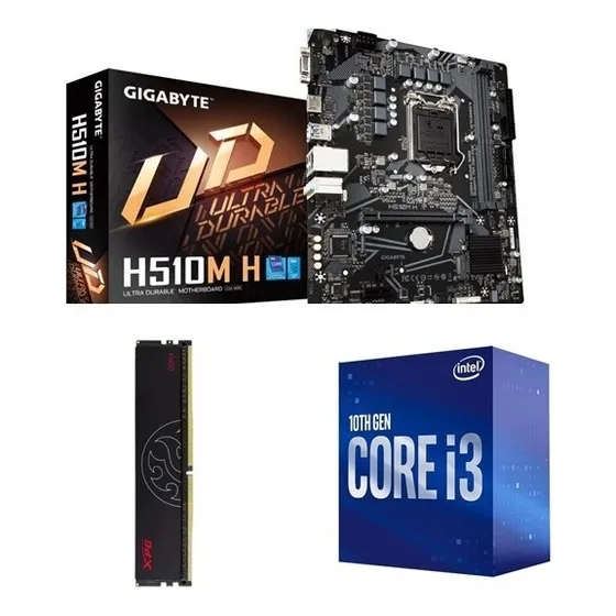 Kit Upgrade Core I3 10100f + Gigabyte H510m + 8gb 3200 Xpg
