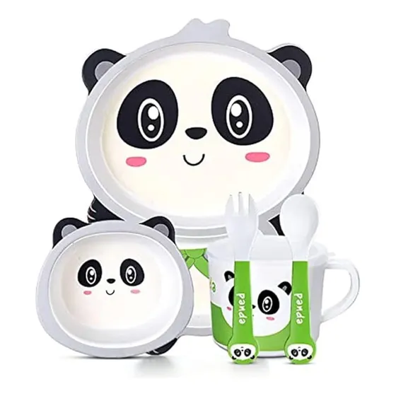 Set De Vajilla Infantil De 5 Piezas Diseño Panda