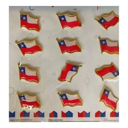 12 Pin Piocha Bandera Chilena Fiestas Patrias 2.7x3cm
