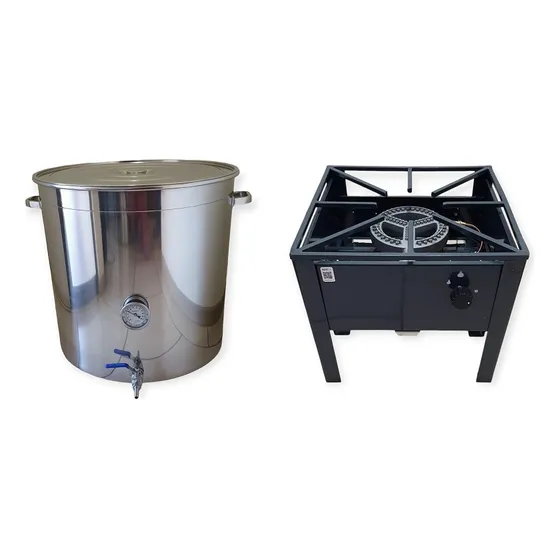 Olla De Acero Inoxidable 70l + Fogón Certificado Bajo
