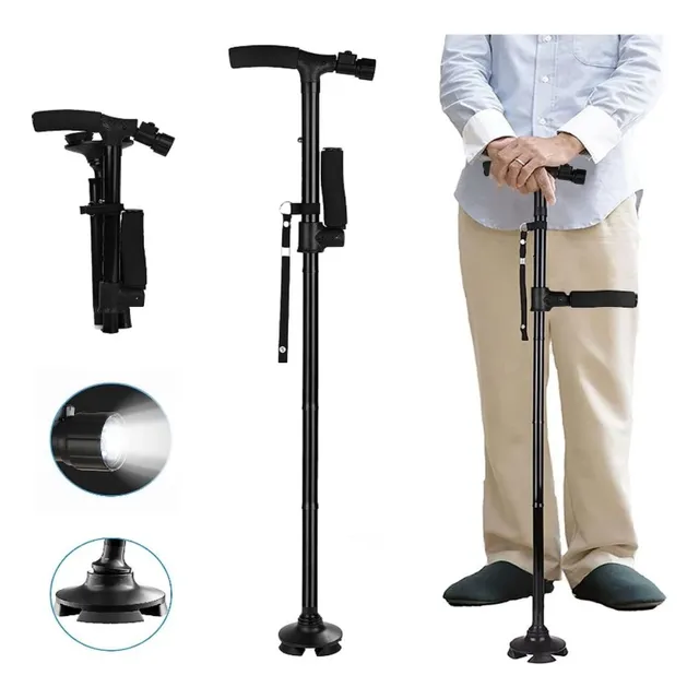 Bastón Plegable Mágico Ortopédico Luz Led Altura Regulable