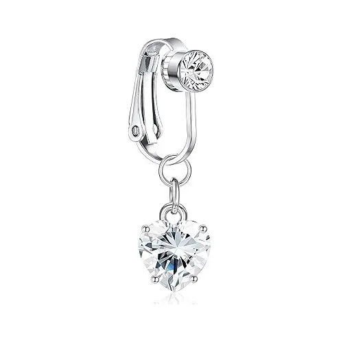 Piercing Falso Ombligo Corazón Zirconia