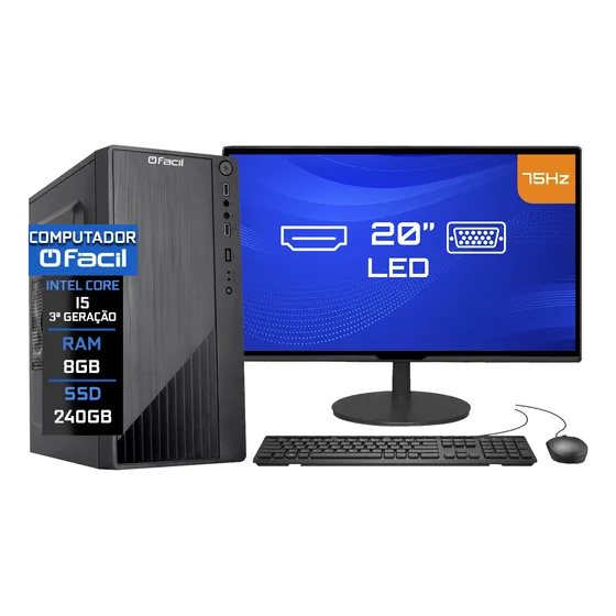 Computador Completo I5 3º G 8gb Hd Ssd 240gb Monitor Hdmi