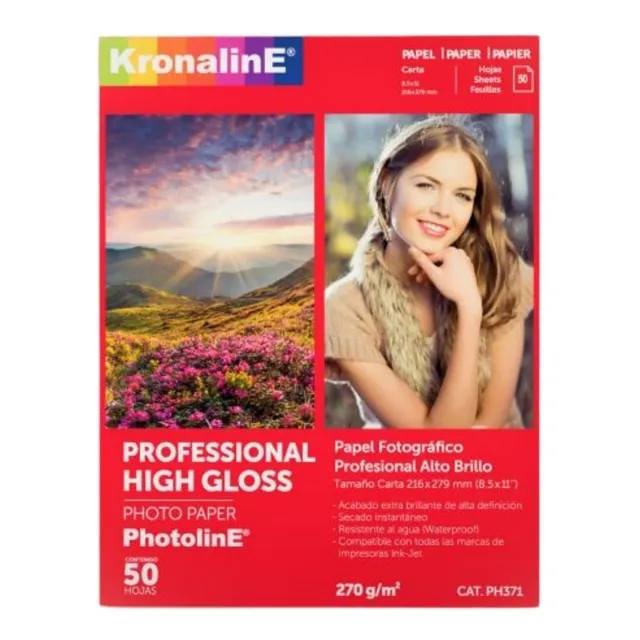 50 Hojas Papel Fotografico Brillante Carta Kronaline Ph371