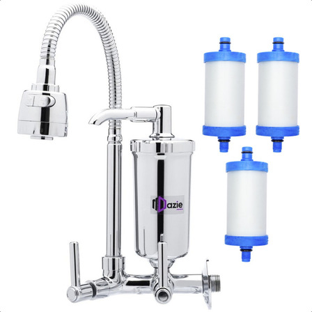 Torneira Com Filtro Para Pia De Cozinha Parede Gourmet Flexível 360ª Chuveirinho 1/4 De Volta 2 Modos De Jato 2 Refil Vela Extra Torneira Com Filtro Para Pia De Cozinha Parede Gourmet Flexível 360ª Chuveirinho 1/4 De Volta 2 Modos De Jato 2 Refil Vela Extra